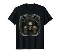 Gothic Skull Cross Wings, Dark Grunge Raven Omen Design T-Shirt