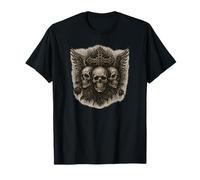 Gothic Skull Cross Wings, Dark Grunge Rose Decay Design T-Shirt
