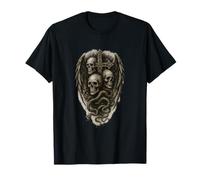 Gothic Skull Cross Wings, Dark Grunge Serpent Coil Design T-Shirt
