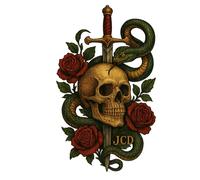 Gothic skull, snake and roses journal