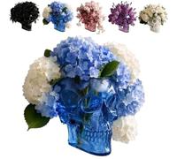 Gothic Skull Wall Vase, Funny Translucent Skull Wall Planter, Can Be Hung Or Placed on a Table, Spooky Face Shaped Hanging Flower Vase, Gothic Home Decor, for Home Stylists Plant Parents (Blue)