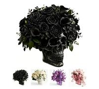Gothic Skull Wall Vase, Spooky Face Shaped Hanging Flower Vase, Gothic Kitchen & Bedroom Decor, Hangable & Tabletop Freestanding, Halloween Accessories (Black)