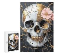 Gothic Skull with Flowers Art Print Puzzle 1000 Pièces Educa Jouet en Bois Cadeau Unique Décoration Intérieure Jeu Éducatif Challenge Toy Adultes Et Enfants À Partir De 14 Ans 1000 PCS