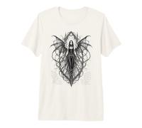 Gothic Winged Dark Fairy Sketch Aesthetic Alt Grunge T-Shirt Haut de Gamme