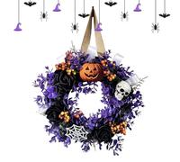 Gothic Wreaths for Front Door - 13.8 inch Skull Pumpkin Garland