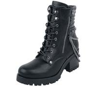 Gothicana by EMP Femme Bottes noires avec chaînes et fermetures éclair décoratives