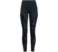Gothicana by EMP Femme Legging Noir avec empiècements et imprimé floqué L