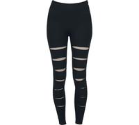 Gothicana by EMP Femme Leggings Noirs avec Trous en Maille