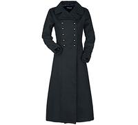 Gothicana by EMP Femme Manteau militaire long noir avec doubles boutons L