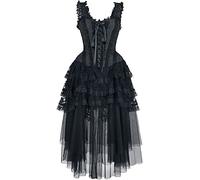 Gothicana by EMP Femme Robe Gothique Noire mi-Longue avec Corsage S