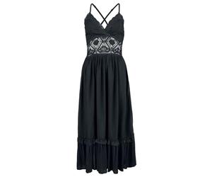 Gothicana by EMP Femme Robe Longue Noire avec détails extravagants M