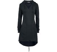 Gothicana by EMP Femme Robe Pull Noir mi-Longue avec Capuche et Lacets décoratifs décoratifs