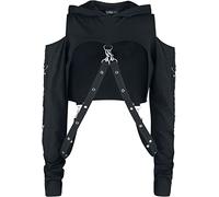 Gothicana by EMP Femme Sweat à Capuche Cropped Noir avec lanières L