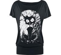 Gothicana by EMP Femme T-Shirt Ample Noir avec imprimé Chat S