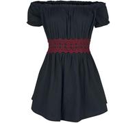 Gothicana by EMP Femme T-Shirt Long Noir décolleté avec Ceinture Rouge 3XL