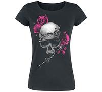 Gothicana by EMP Femme T-Shirt Noir avec imprimé tête de Mort XXL