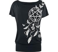 Gothicana by EMP Femme T-Shirt Noir avec Pentagramme et Attrape-rêves L