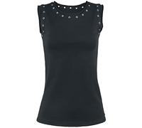 Gothicana by EMP Femme Top Noir avec Rivets à Trous