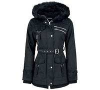Gothicana by EMP Femme Veste d'hiver noire avec ceinture