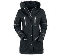 Gothicana by EMP Femme Veste d'hiver noire avec col en fourrure XL