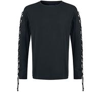 Gothicana by EMP Homme Chemise Noire à Manches Longues avec Lacets S