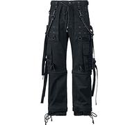 Gothicana by EMP Homme Pantalon Cargo Noir avec Rivets et chaînes W31L34