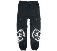 Gothicana by EMP Homme Pantalon décontracté Noir avec Poches, Bretelles et imprimés