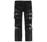 Gothicana by EMP Homme Pantalon Noir avec Clous et Boucles décoratives W33L34