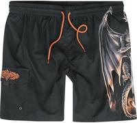 Gothicana by EMP Homme Short de Bain Noir avec Un imprimé Dragon L