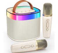 GOTHICANA BY EMP¿¿¿¿¿ ¿¿ ¿¿¿¿¿¿ Machine De Karaoké Portable Bluetooth Avec 2 Microphones, Micros Et Lumières Led De Fête, Cadeaux Pour Amis, Beige