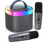 GOTHICANA BY EMP¿¿¿¿¿ ¿¿ ¿¿¿¿¿¿ Machine De Karaoké Portable Bluetooth Avec 2 Microphones, Micros Et Lumières Led De Fête, Cadeaux Pour Amis, Beige