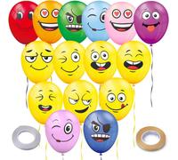 GOTHICANA BY EMP200 Pièces Ballons Anniversaire, Ballon Emoji, Ballon Multicolore Latex Avec 2 Rouleaux De 10M De Liens, Ballons Pour Mariage Baby Shower Décoration De Fête Mariage Et Anniversaire