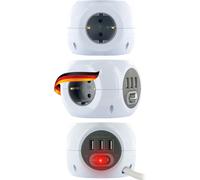 GOTHICANA BY EMP661507 Cube De Prises 3 Prises Multiprises Prise Domestique Multifonctionnelle 3X Port Usb Prise Multiple Rallonge De Prise Interrupteur Marche Arrêt Câble De 1,4 M
