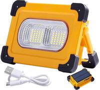 Gothicana By Emp80w Projecteur Led Rechargeable, 4 Modes Lampe De Travail Solaire Portable Avec Usb, Projecteur De Chantier D'urgence Étanche Avec Batterie 11000mah Pour Camping, Travaux, Bricolage