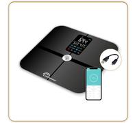 Gothicana By Emp8415 Cardio Connect 4 Usb, Impédancemètre Connectée Sans Pile, Rechargeable Usb, 180 Kg, Verre Trempé, Noir