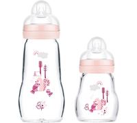 Gothicana By Empbaby Biberons En Verre Lot De 2 Feel Good Dès La Naissance 170 Ml & 260 Ml, Biberon En Verre, Rose