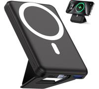 Gothicana By Empbatterie Externe Iphone Magnétique Pliable,Compatible Avec Magsafe, 10000mah Sans Fil Power Bank Charge Rapide Pd 22.5w,Affichage Led, Pour Iphone 15/14/13/12/Pro/Promax (Noir)