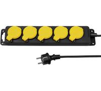 GOTHICANA BY EMPBloc Multiprise, Bloc Multiprise 5 Prises - Bloc 5 Prises Étanche - 16A - Câble Ho5Rn-F 3G1Mm² - Longueur Câble: 1.2M - Couleur: Noir - Tension: 230V - Puissance Max: 3680W - Sécurité