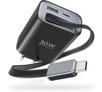 GOTHICANA BY EMPChargeur Usb C 30W Avec Câble De Rapide Rétractable, Adaptateur Secteur Usb-C 3 Ports Avec Câble Type C 85 Cm Pour Ipad Pro/Air, Pour Iphone 16/15/14/13 Pro Max, Galaxy S24/S23 Ultra,