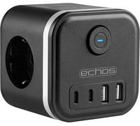 GOTHICANA BY EMPCube Multiprise 7 En 1 Sans Câble, 3 Prises, Multiprise Avec Multiprise Usb C, Prise Usb 4 Prises Avec Interrupteur, Adaptateur De Fiche Cube Avec Sécurité Enfant, 3680 W (Noir)