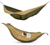 Gothicana By Empfair Trade & Artisanal 1-2 Pers. Léger Kingsize-Hamac Vert Militaire/Marron Pour Voyages, Camping, Jardin, Xl 3.2 * 2.3m, 700g, Nylon En Soie De Parachute, Installation < 1min
