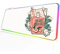 GOTHICANA BY EMPJuice Kawaii Gaming Mouse Pad Rgb Led Widened White Cute Rubber Non-Slip Desk Mat Xl White Gaming Mouse Pad Large