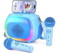 GOTHICANA BY EMPKm100 Mini Machine De Karaoké Portable Pour Enfants, Haut-Parleur Bluetooth Avec 2 Microphones Sans Fil Et Lumières Led Pour Fête À La Maison, Cadeau D'Anniversaire Pour Filles Et Gar