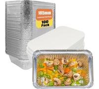 GOTHICANA BY EMPLot De 100 Barquette Aluminium Avec Couvercle 700 Ml, Idéal Pour Four, Barbecue, Congélation Et Batch Cooking, Plat Aluminium Jetables Multi-Usages