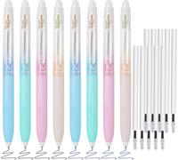 Gothicana By Emplot De 18 Stylos À Encre Gel Rétractables Effaçables, Pointe Fine De 0,5 Mm, 4 Stylos Bleus Et 4 Stylos Noirs Et 10 Recharges Noires, Stylo Gomme Mignon À Séchage Rapide, Écriture Lis