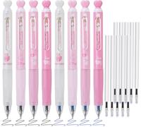 Gothicana By Emplot De 18 Stylos À Encre Gel Rétractables Effaçables, Pointe Fine De 0,5 Mm, 4 Stylos Bleus Et 4 Stylos Noirs Et 10 Recharges Noires, Stylo Gomme Mignon À Séchage Rapide, Écriture Lis