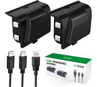 Gothicana By Emplot De 2 Batteries Rechargeables 1200 Mah Pour Manette Sans Fils Xbox One/S/X/Elite Avec Câble Micro Usb De 1,2 M Et Indicateur De Charge Led