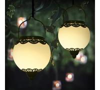 Gothicana By Emplot De 2 Lanternes Solaires À Suspendre Pour L'extérieur, Sphériques, Étanchéité Ip65, Lampes Solaires Pour Extérieur, Jardin, Chemin, Balcon, Véranda, Mur, Décoration Murale - Design