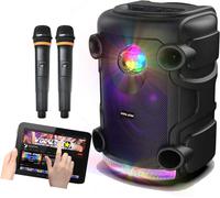 GOTHICANA BY EMPMachine De Karaoké Portable Avec Effets De Lumière De Fête, 2 Microphones Sans Fil, Bluetooth, Haut-Parleur 300 W, Enregistrement Des Voix, Tws, Entrée Aux/Usb Vs-Ppa