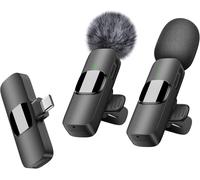 GOTHICANA BY EMPMicrophone Cravate Sans Fil Pour Téléphone Android USB-C - Microphone Cravate Professionnel Pour L'Enregistrement Vidéo, Vlog, Youtube, Tiktok (Coupe-Vent/2 Micros)